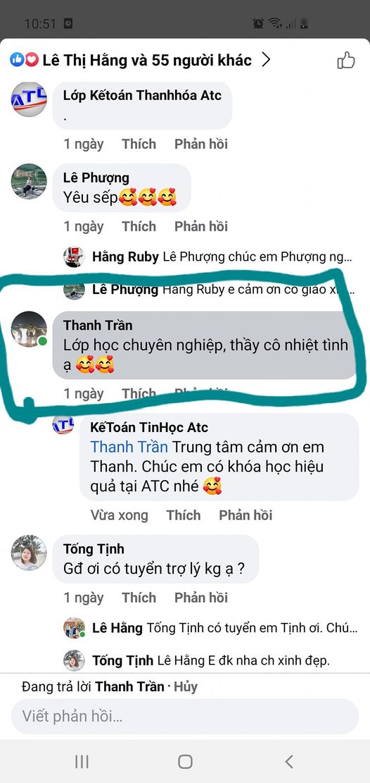 Hoc kế toán thực hành ở thanh hóa SAU MỖI BÀI ĐĂNG LÀ MƯA FEEDBACK PHẢN HỒI TỐT ĐẸP VỀ KHÓA HỌC TẠI ATC... 10 NĂM QUA VỚI NHIỀU