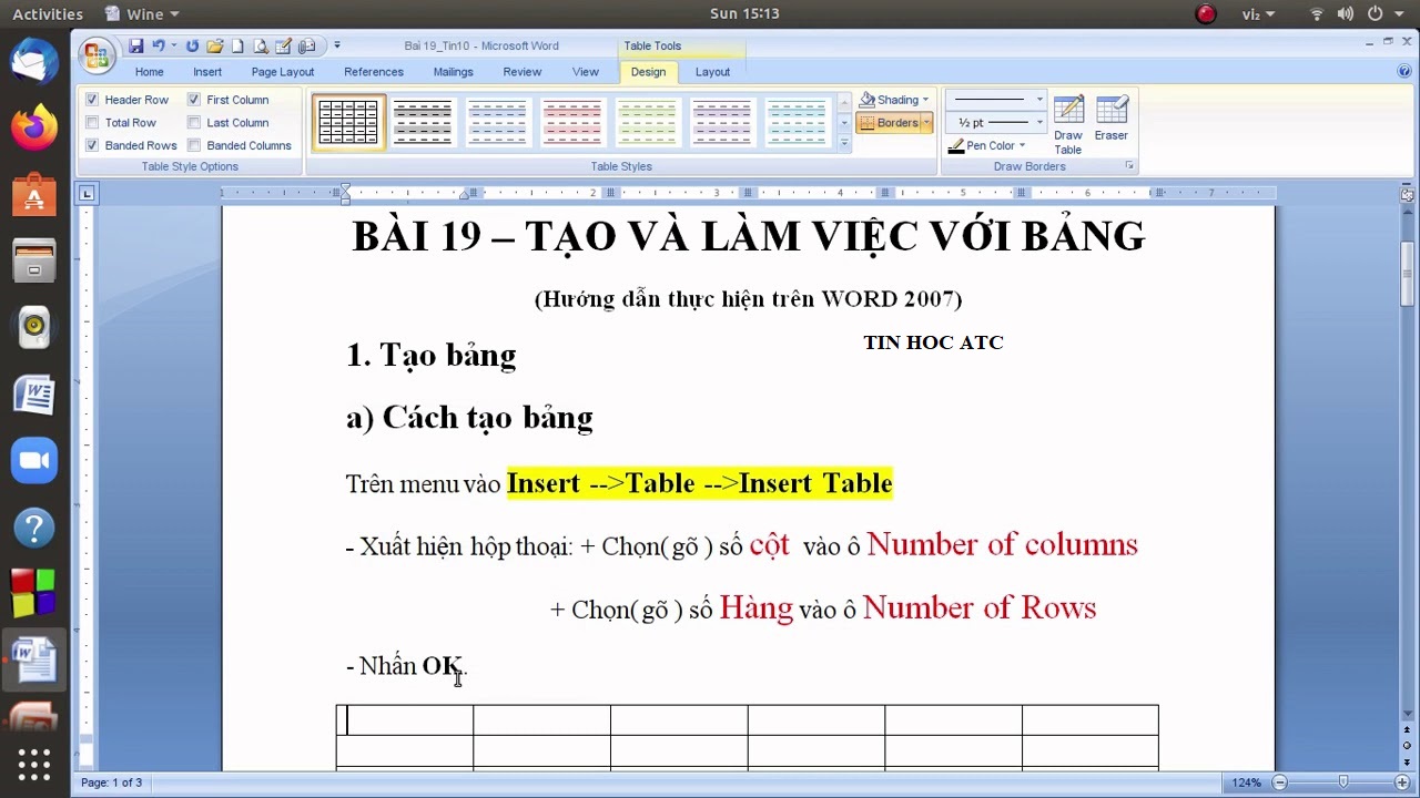 Hoc tin hoc van phong o thanh hoa Tạo bảng biểu là một trong những thao tác thường xuyên của nhân viên văn phòng cũng như những người
