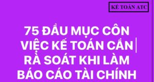 75 ĐẦU MỤC CÔNG VIỆC KẾ TOÁN CẦN RÀ SOÁT KHI LÀM BCTC