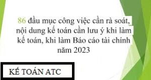 86 đầu mục công việc cần rà soát